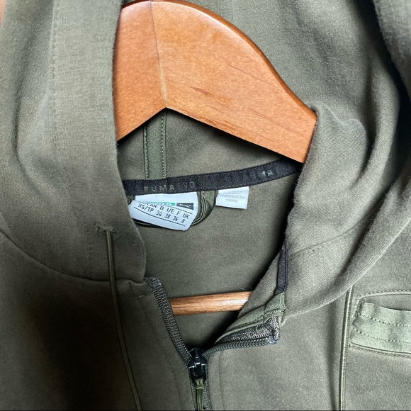 Puma Evo Olive Green Cropped Hoodie Jacket - Picture 6 of 7